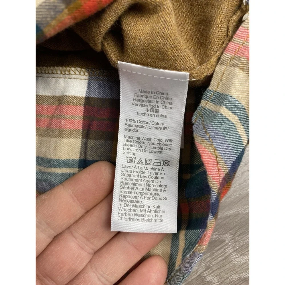 J Crew Women's Long Sleeve Plaid Accent Collar & Hem Sweater‎ Brown Size Large